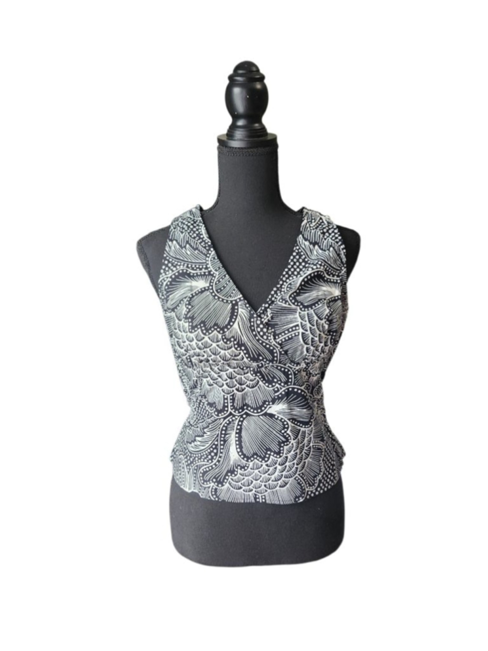 A. BYER Black & White Patterned Tank Top, Size L
